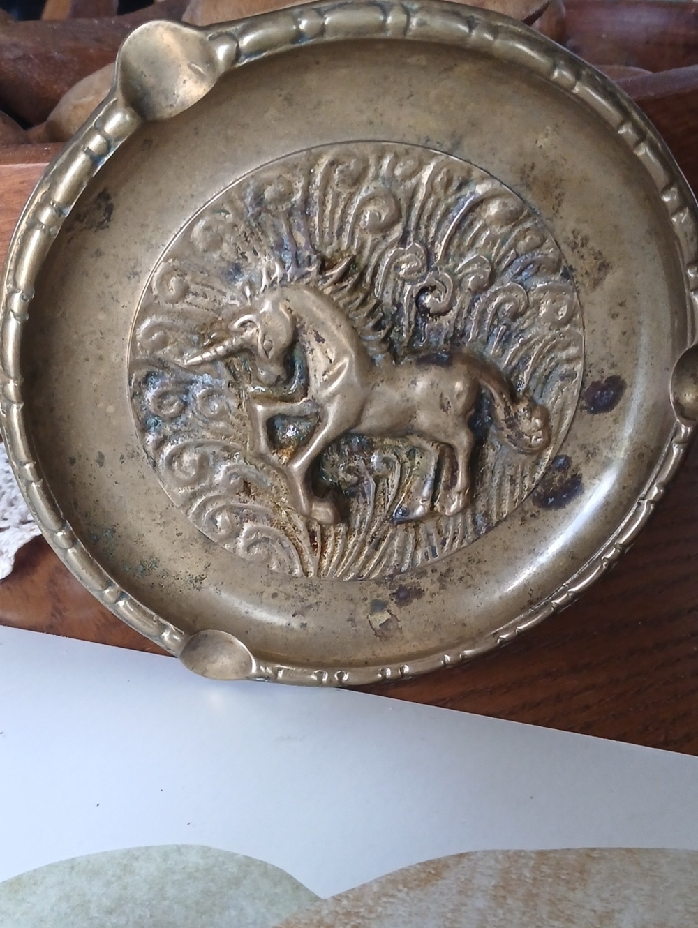 Brass Unicorn Decorative Ashtray - Gold Finish